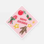 Serviette En Papier HAPPY HOLIDAYS Cute Hand-Drawn CUSTOM  (Coin)