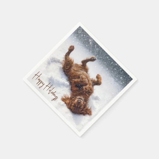 Serviette En Papier Happy Holidays Irish Setter Snow Angel (Coin)