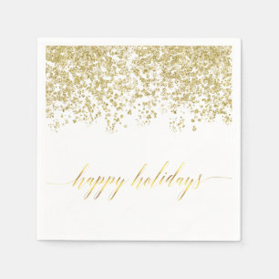 Serviette En Papier Happy Holidays parties scintillant d'or serviettes