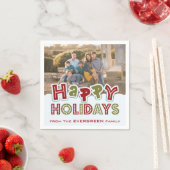 Serviette En Papier Happy Holidays personnalisés photo & nom serviette (En situation)