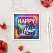 Serviette En Papier Happy Hour Sign On Rainbow Brick (En situation)