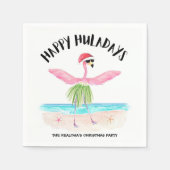 Serviette En Papier Happy Huladays Flamant rose Tropical Beach Noël (Devant)