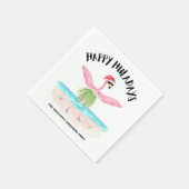 Serviette En Papier Happy Huladays Flamant rose Tropical Beach Noël (Coin)