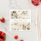 Serviette En Papier Happy Mother's Day Vanilla cream Floral script (En situation)