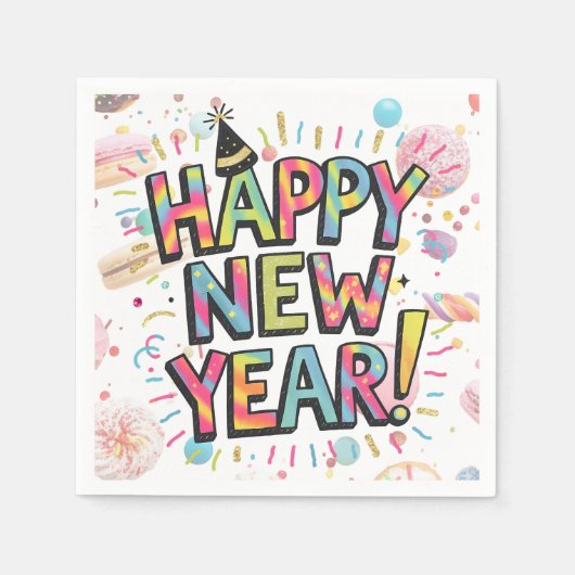 Serviette En Papier Happy new year (Devant)