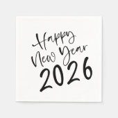 Serviette En Papier Happy New Year 2026 Script  (Devant)