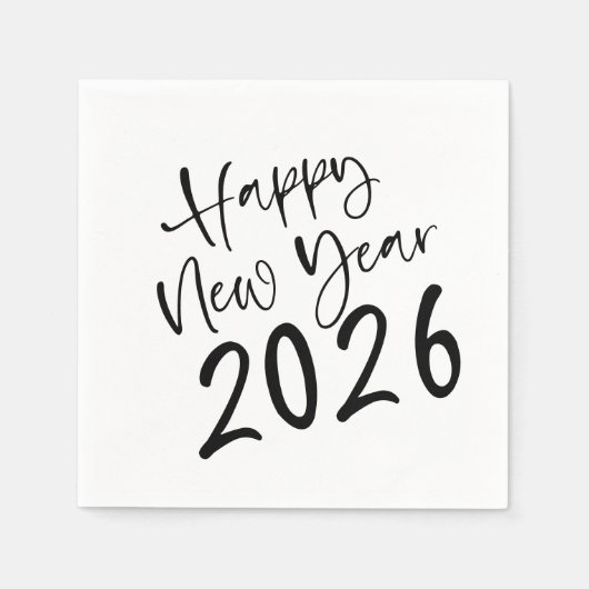 Serviette En Papier Happy New Year 2026 Script  (Devant)