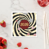 Serviette En Papier Happy New Year 2026, spirals and bubbles  (En situation)