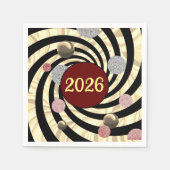 Serviette En Papier Happy New Year 2026, spirals and bubbles  (Devant)