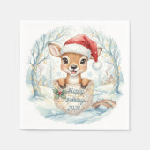 Serviette En Papier Happy New Year 2026 with cute Deer (Devant)