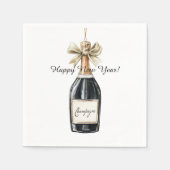 Serviette En Papier Happy New Year Gold Black Champagne Bottle (Devant)
