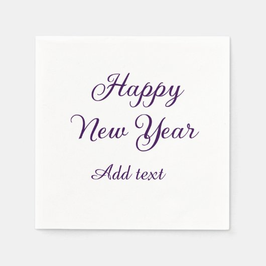 Serviette En Papier Happy new year purple calligraphy simple minimal  (Devant)