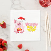 Serviette En Papier happy new year santa claus christmas pig (En situation)