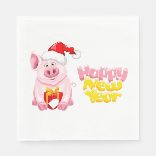 Serviette En Papier happy new year santa claus christmas pig (Devant)