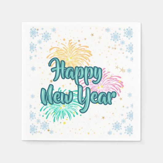 Serviette En Papier Happy New Year Typography Celebration (Devant)