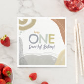 Serviette En Papier Happy One First Birthday boy Papier Napkin (En situation)