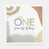Serviette En Papier Happy One First Birthday boy Papier Napkin (Devant)