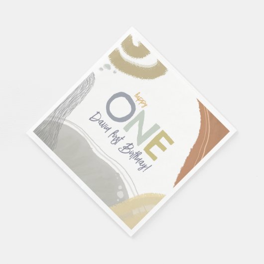 Serviette En Papier Happy One First Birthday boy Papier Napkin (Coin)