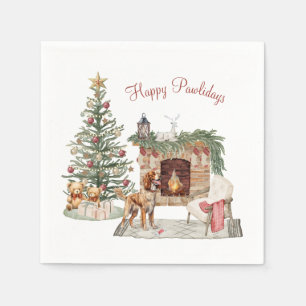 Serviette En Papier Happy Pawlidays Chien Design - Bretagne Espagnol