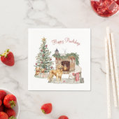 Serviette En Papier Happy Pawlidays Chien Design - Golden Retriever (En situation)