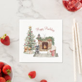 Serviette En Papier Happy Pawlidays Chien Design - Schnauzer miniature (En situation)