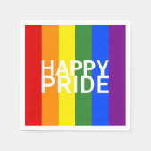 Serviette En Papier Happy Pride Rainbow Flag Stripes Party (Devant)