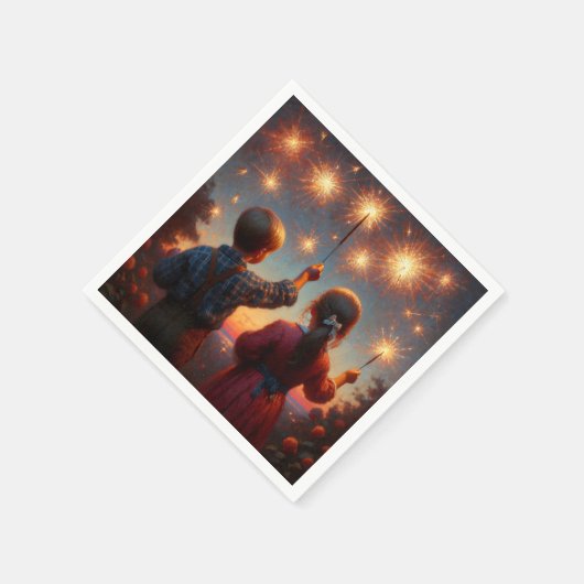 Serviette En Papier Happy Quatrième Enfants avec Sparklers Personnalis (Coin)