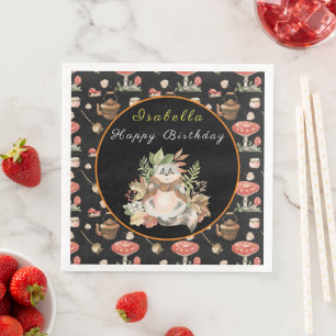 Serviette En Papier Happy Raccoon Personnaliser Texte et couleur