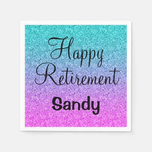 Serviette En Papier Happy Retraite Ombre rose bleu violet Parties scin (Devant)