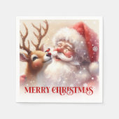 Serviette En Papier Happy Santa Rudolph Holiday Table Napkins (Devant)
