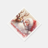 Serviette En Papier Happy Santa Rudolph Holiday Table Napkins (Coin)