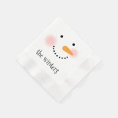 Serviette En Papier Happy Snowman Face Nom de famille personnalisé (Coin)
