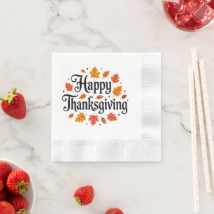 Serviette En Papier Happy Thanksgiving