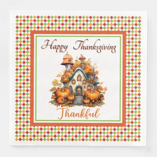 Serviette En Papier Happy Thanksgiving House (Devant)