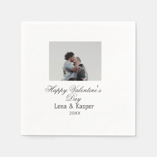 Serviette En Papier Happy Valentine's day couple photo modern simple t (Devant)