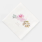 Serviette En Papier Happy Watercolor Florals Mariage Monogramme (Coin)