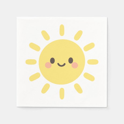 Serviette En Papier Happy Yellow Sunshine with a Smiling Face  (Devant)