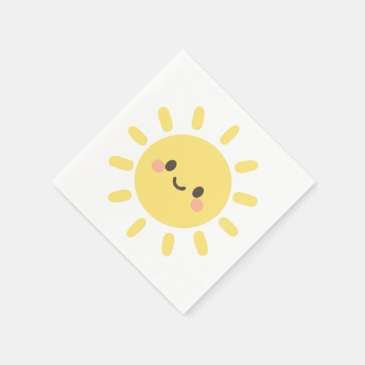 Serviette En Papier Happy Yellow Sunshine with a Smiling Face  (Coin)