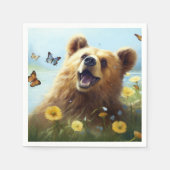 Serviette En Papier Harmonie dans la nature : Ours et papillons (Devant)