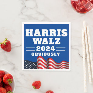 Serviette En Papier Harris Walz 2024   Évidemment