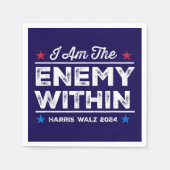 Serviette En Papier Harris Walz 2024 Je suis l'ennemi dans le bleu (Devant)