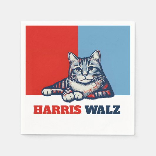 Serviette En Papier Harris Walz 2024 Manifestement Chat (Devant)