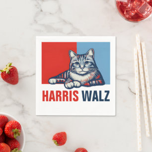 Serviette En Papier Harris Walz 2024 Manifestement Red Blue Cat