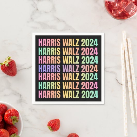Serviette En Papier Harris Walz 2024 Rainbow (En situation)