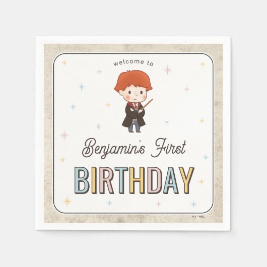 Serviette En Papier Harry Potter Chibi Ron Weasley Magicien Anniversai (Devant)