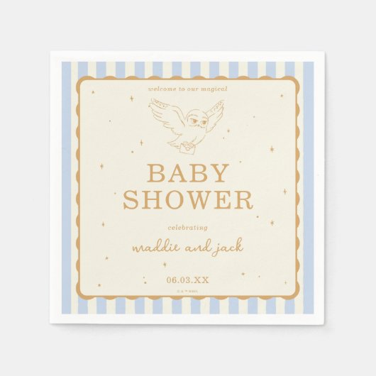 Serviette En Papier Harry Potter Hedwig Blue Stripe Baby Shower (Devant)