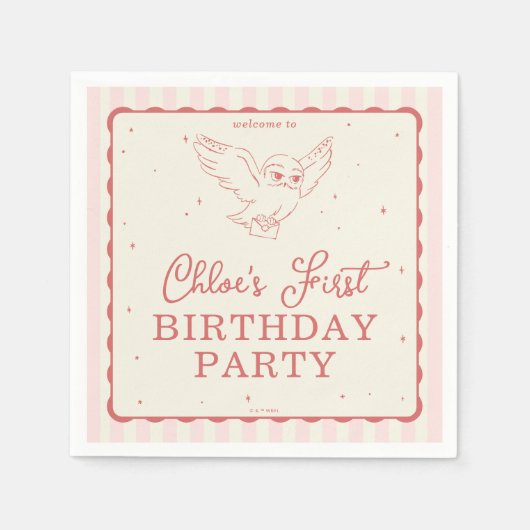 Serviette En Papier Harry Potter Hedwig Pink Magical Birthday (Devant)