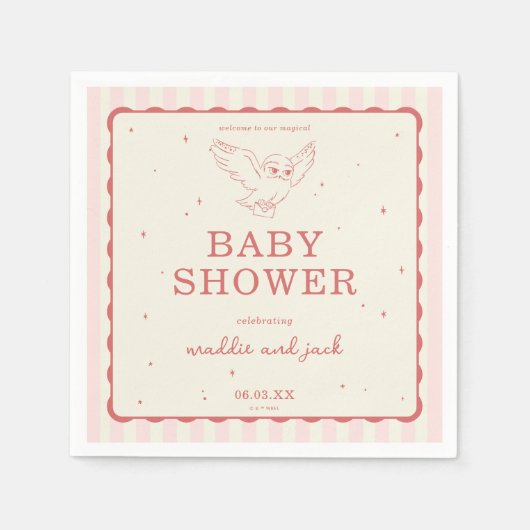 Serviette En Papier Harry Potter Hedwig Pink Stripe Baby Shower (Devant)