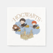 Serviette En Papier HARRY POTTER™, Hermione & Ron Fly Over HOGWARTS™ (Devant)