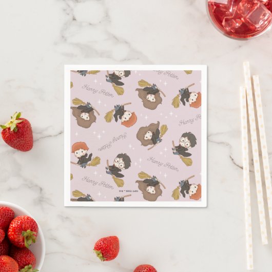 Serviette En Papier HARRY POTTER™, Hermione & Ron Flying Motif (En situation)